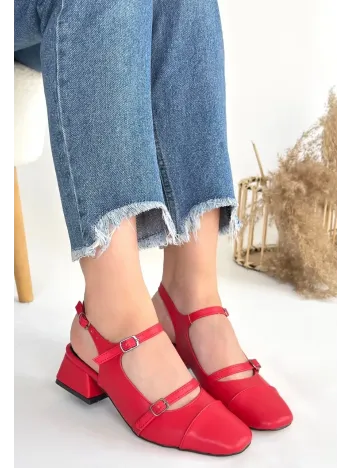 Doran Kırmızı Cilt Topuklu Ayakkabı