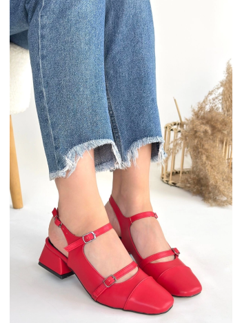 Doran Kırmızı Cilt Topuklu Ayakkabı Doran Kırmızı Cilt Topuklu Ayakkabı