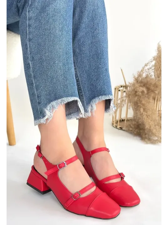 Doran Kırmızı Cilt Topuklu Ayakkabı Doran Kırmızı Cilt Topuklu Ayakkabı