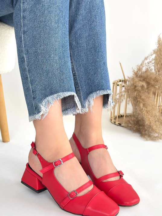 Doran Kırmızı Cilt Topuklu Ayakkabı Doran Kırmızı Cilt Topuklu Ayakkabı