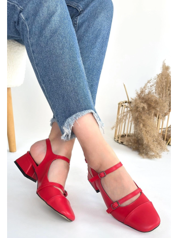 Doran Kırmızı Cilt Topuklu Ayakkabı Doran Kırmızı Cilt Topuklu Ayakkabı