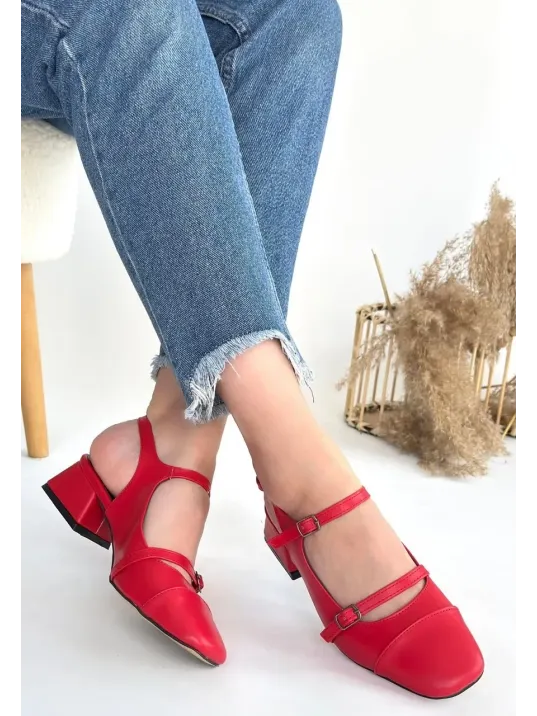 Doran Kırmızı Cilt Topuklu Ayakkabı Doran Kırmızı Cilt Topuklu Ayakkabı