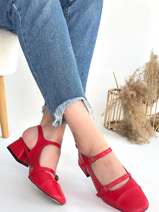 Doran Kırmızı Cilt Topuklu Ayakkabı Doran Kırmızı Cilt Topuklu Ayakkabı