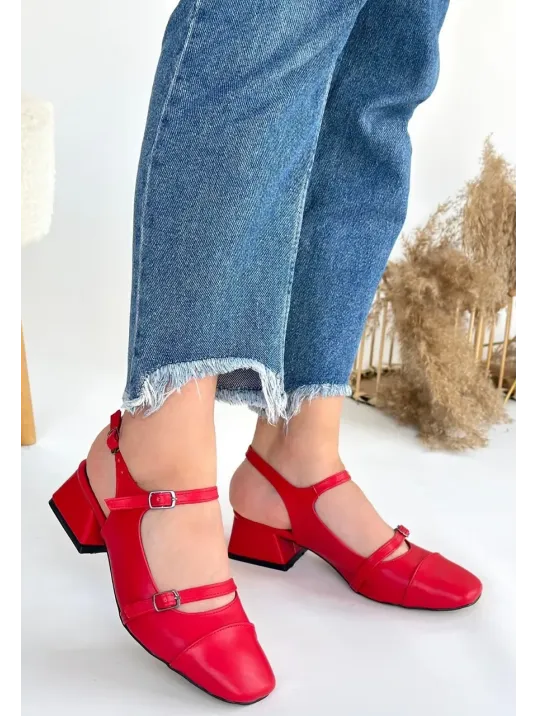 Doran Kırmızı Cilt Topuklu Ayakkabı Doran Kırmızı Cilt Topuklu Ayakkabı