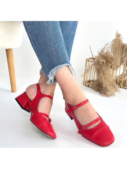 Doran Kırmızı Cilt Topuklu Ayakkabı Doran Kırmızı Cilt Topuklu Ayakkabı