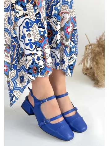 Doran Mavi Cilt Topuklu Ayakkabı Doran Mavi Cilt Topuklu Ayakkabı