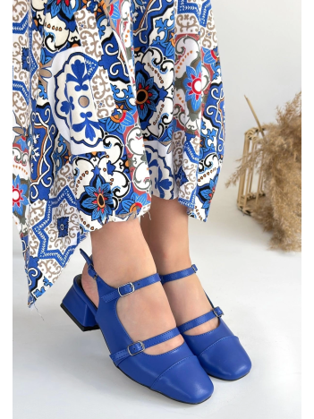 Doran Mavi Cilt Topuklu Ayakkabı Doran Mavi Cilt Topuklu Ayakkabı