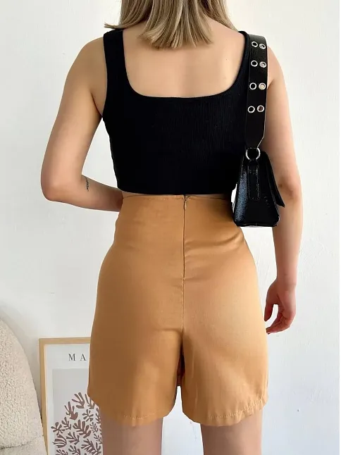 Dört Çıtçıtlı Gabardin Şort Etek S249001