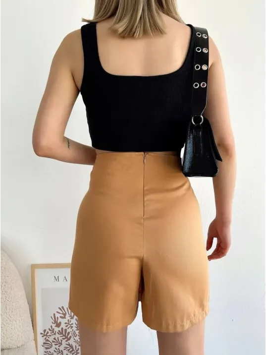 Dört Çıtçıtlı Gabardin Şort Etek S249001