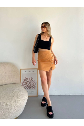 Dört çıtçıtlı Gabardin şort etek s249001
