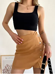 Dört Çıtçıtlı Gabardin Şort Etek S249001