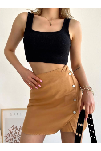 Dört çıtçıtlı Gabardin şort etek s249001