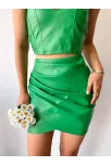 Drapeli Deri Etek Yeşil S24771