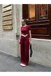 Düğme Yakalı Bordo Alt Üst Takım S3943