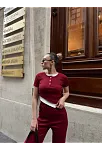 Düğme Yakalı Bordo Alt Üst Takım S3943