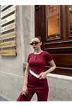 Düğme Yakalı Bordo Alt Üst Takım S3943
