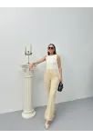Düğmeli Palazzo Pantolon Bej P170091