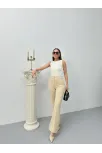 Düğmeli Palazzo Pantolon Bej P170091
