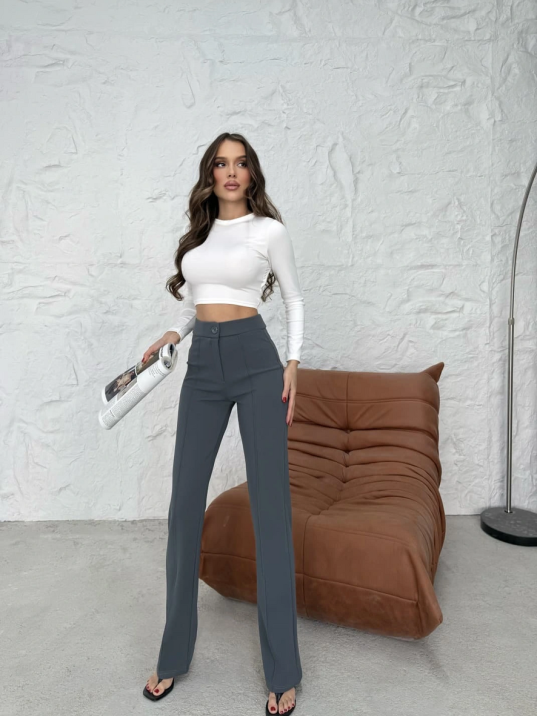 Düğmeli Palazzo Pantolon Füme P170091 Düğmeli Palazzo Pantolon Füme P170091