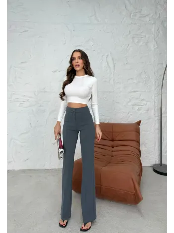 Düğmeli Palazzo Pantolon Füme P170091