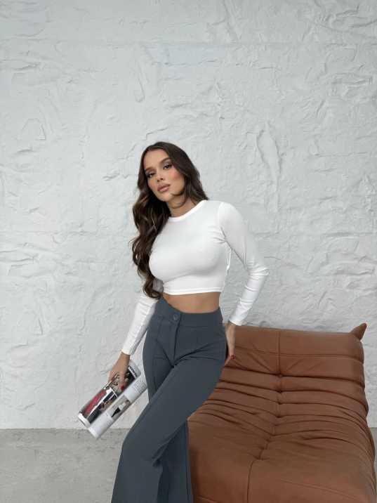 Düğmeli Palazzo Pantolon Füme P170091 Düğmeli Palazzo Pantolon Füme P170091