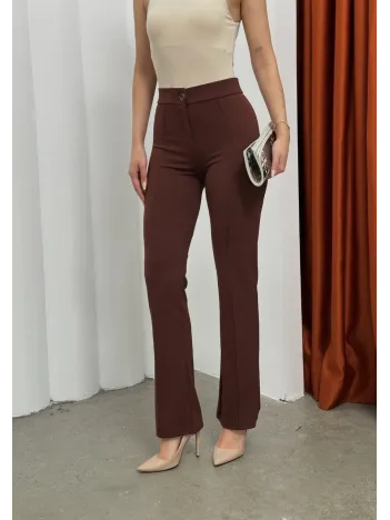 Düğmeli Palazzo Pantolon Kahve P170091
