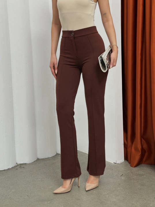 Düğmeli Palazzo Pantolon Kahve P170091 Düğmeli Palazzo Pantolon Kahve P170091