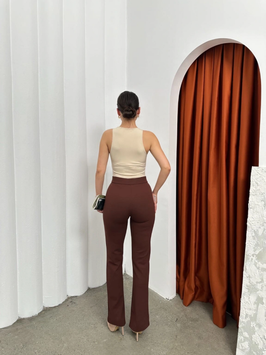 Düğmeli Palazzo Pantolon Kahve P170091 Düğmeli Palazzo Pantolon Kahve P170091