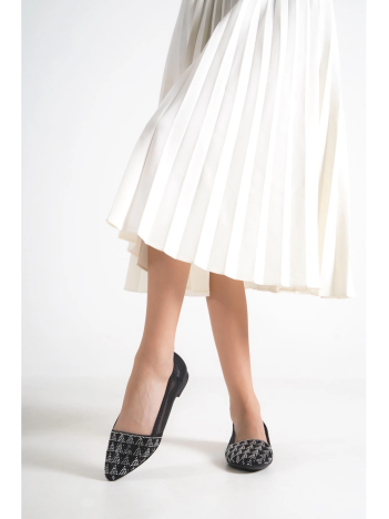 Dustim Siyah Taşlı Babet Ayakkabı