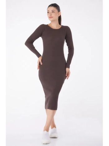 Düz Bisiklet Yaka Kadın Midi Elbise