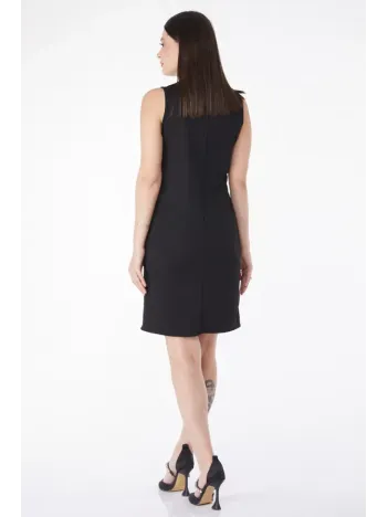 Düz Bisiklet Yaka Kadın Siyah Mini Elbise