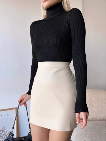 Düz deri etek bej h24468 Düz deri etek bej h24468