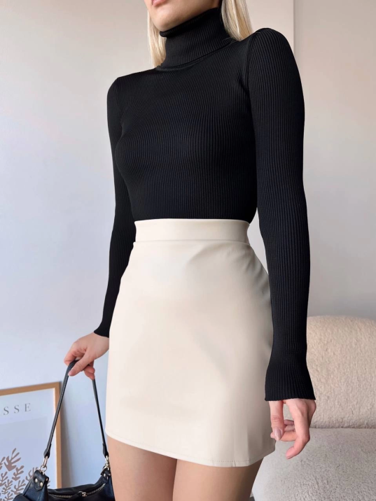 Düz deri etek bej h24468 Düz deri etek bej h24468