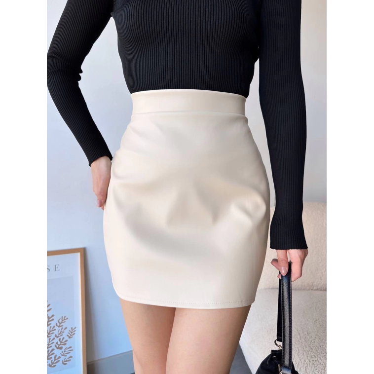 Düz deri etek bej h24468 Düz deri etek bej h24468