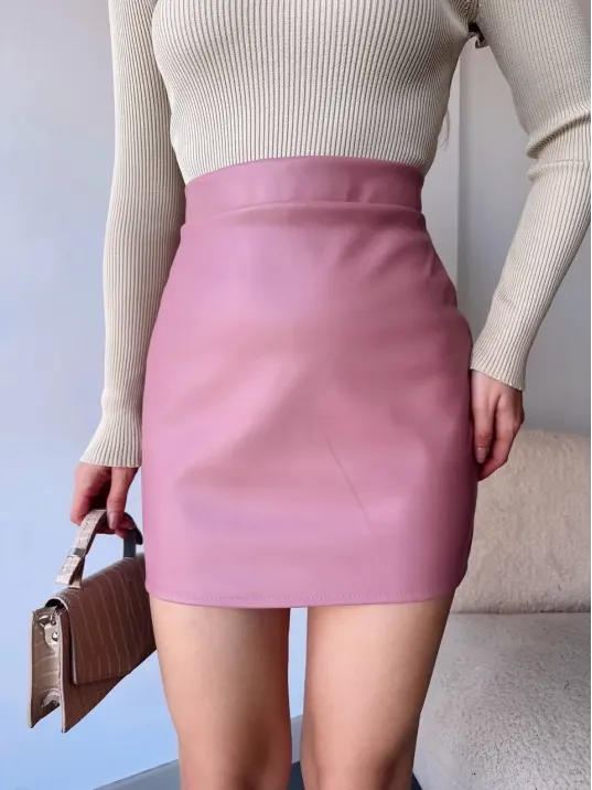 Düz Deri Etek Pudra H24468