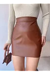 Düz Deri Etek Taba H24468