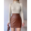 Düz deri etek taba h24468 Düz deri etek taba h24468