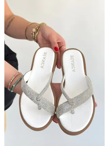 Eday Gümüş Boncuk İşlemeli Terlik Eday Gümüş Boncuk İşlemeli Terlik