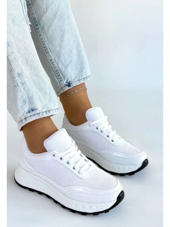 Edva Beyaz Cilt Bağcıklı Spor Ayakkabı Edva Beyaz Cilt Bağcıklı Spor Ayakkabı