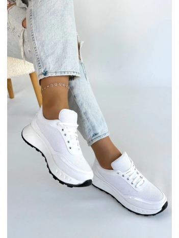 Edva Beyaz Cilt Bağcıklı Spor Ayakkabı Edva Beyaz Cilt Bağcıklı Spor Ayakkabı