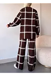Ekoseli Triko Takım Kahvebeyaz