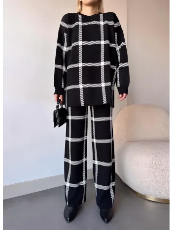 Ekoseli Triko Takım Siyahbeyaz