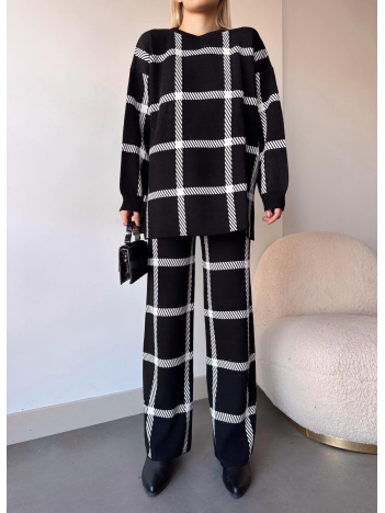 Ekoseli triko takım siyahbeyaz