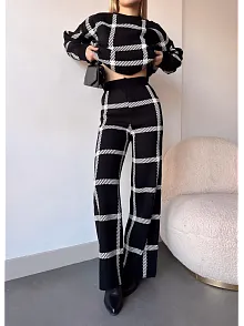 Ekoseli Triko Takım Siyahbeyaz