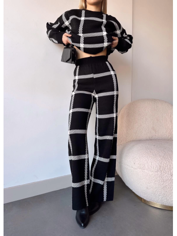 Ekoseli triko takım siyahbeyaz