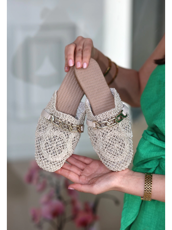 Emert Bej Örgülü Terlik Emert Bej Örgülü Terlik