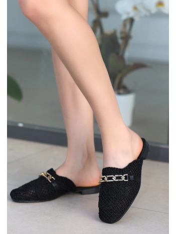 Emert Siyah Örgülü Terlik Emert Siyah Örgülü Terlik