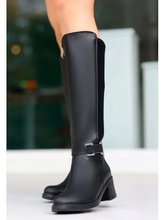 Emrat Siyah Cilt Topuklu Çizme Emrat Siyah Cilt Topuklu Çizme