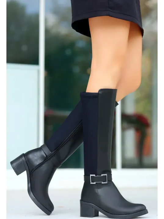 Emrat Siyah Cilt Topuklu Çizme Emrat Siyah Cilt Topuklu Çizme