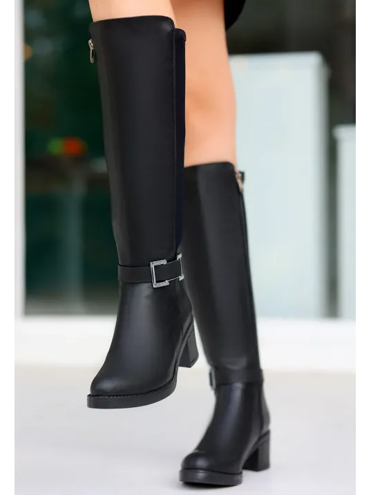 Emrat Siyah Cilt Topuklu Çizme Emrat Siyah Cilt Topuklu Çizme